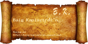 Baig Kapisztrán névjegykártya